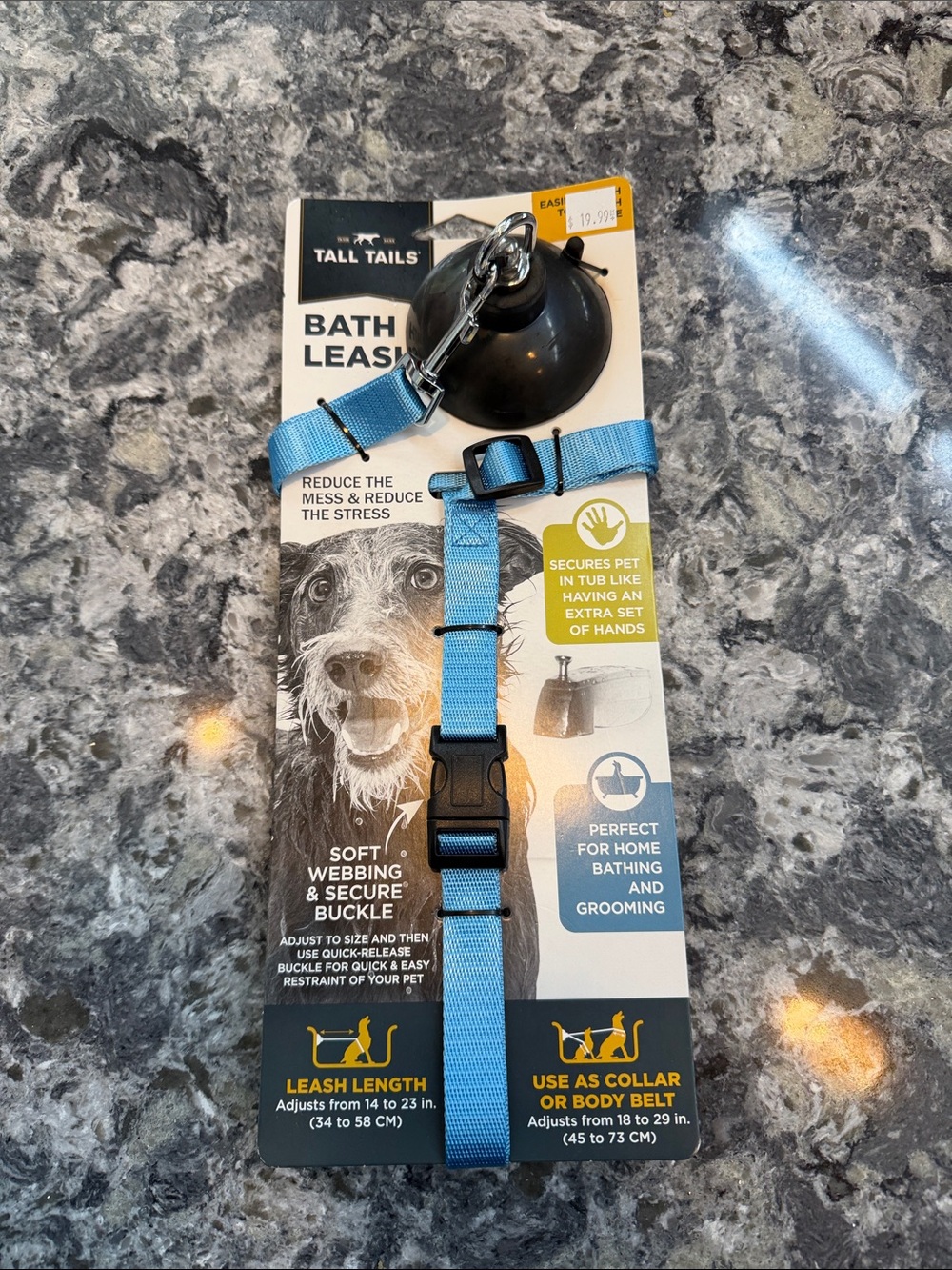 Blue Bath Leash with Suction Anchor